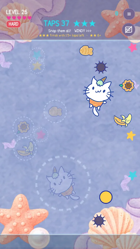 9Cat Ripple Snap level dressed in Summer Days, on the Seashell Dream sky